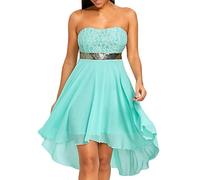 MRULIC Damen Cocktailkleid Brautjungfernkleid Abendkleid Empire Chiffon Bandeau Unregelmäßiges Kleid Eleganter Spezielles Festkleid