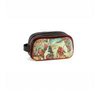 Mrvel Superhelden-Reise-Kulturbeutel - Mehrzweck-wasserdichter Organizer mit zwei Fächern, Kosmetik-Toilettenartikel und Medikamententasche, sicherer Reißverschluss, kompakter Unisex-Leder-Organizer