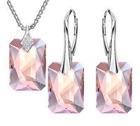 MŚ 1997 MENNICA ŚWIDNICKA Modeschmuck Silberne Hängende Ohrringe und Halskette Schmuckset Silber 925 Geschenk für Freundin Damen und Mädchen Premium Schmuck Set für Damen (Light Rose Shimmer)