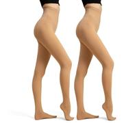 Ms.Myland 2 Paar Frauen Sheer Qpaque Strumpfhosen, 3D Soft Nylon Regular Multicolor Control Top Samt Strumpfhose, Helle Haut, Einheitsgre