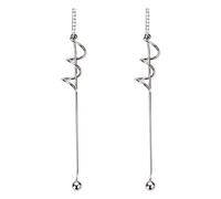 Ms.Swan 925 Sterling Silber Super Lange Spiral Anhänger Damen Hängende Ohrringe,dünn Lange Braut Ohrringe für Damen,Frau,Mädchen