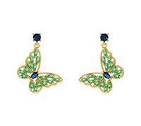 Ms.Swan 925 Sterling Silber Zirkonia Grüne Klassische Schmetterlings-Ohrstecker Ohrringe für Frauen Damen Mädchen