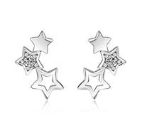 Ms. Swan®Hohle Fünfzackige Stern Zirkon Ohrringe aus Sterling Silber