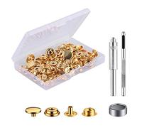 MSDADA 10 Sätze Druckknöpfe Set, Golden Button Werkzeug Metall Fastener Druckknopf Schraubbar Edelstahl Muttern und Bolzen Set für Kleidung Leder Handwerk Jacke Brieftasche Handtasche(40 Stück)