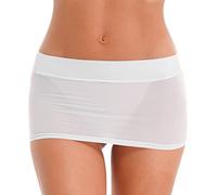 MSemis Damen Minirock Bodycon Mini Rock Figurbetont Stretch Bleistiftrock Low Waist Club Kleid Kurz Typ A Weiß Einheitsgröße