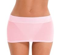 MSemis Damen Minirock Bodycon Mini Rock Figurbetont Stretch Bleistiftrock Low Waist Club Kleid Kurz Typ A Pink Einheitsgröße