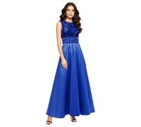 MSemis Damen Rückenfrei Midikleid Metallic Bodenlang Partykleid Plisseerock Hochzeitskleid Bling Bling Hohe Taille Cocktailkleid Mottoparty Königsblau L