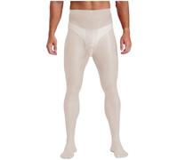 MSemis Herren Strumpfhose Männer Lang Unterhose Pantyhose Unterwäsche Sexy Strumpfhose Leggings Pants Hosen Transparent Nylon Strumpfhose Weiß A Einheitsgröße