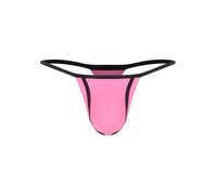 MSemis Herren Tanga mit Niedrigem Bund Bikini Slip Briefs Ouvert Offen String Thongs Unterhose Unterwäsche Dessous Rosa S