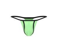 MSemis Herren Tanga mit Niedrigem Bund Bikini Slip Briefs Ouvert Offen String Thongs Unterhose Unterwäsche Dessous Leuchtendes Grün M