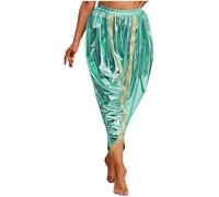 MSemis Indische Dhoti-Hosen für Damen Haremhose Bauchtanz Traditionell Einfarbige Punjabi Patiala Salwar Arabischer Tribal Arabisch Tanzhose Kostüm Fasching Party Himmelblau XXL