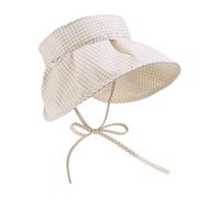 Msioytog Bequemer Karierter Strandhut mit leerem Oberteil, Sonnenschutz, Schattenabdeckung für den Außenbereich, schnell trocknend, breite Krempen, Visiere, Kappe, Verstellbarer Polyester Sonnenhut