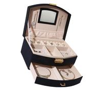 Msioytog Multifunktionale PU Leder Schmuckschatulle für die Aufbewahrung von Halsketten und Ohrringen Stilvolle Faltbare große verspiegelte Hülle PU Faltbare Make up Glas Schmuckschatulle