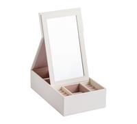 Msioytog Multifunktionale PU Leder Schmuckschatulle für die Aufbewahrung von Halsketten und Ohrringen Stilvolle Faltbare große verspiegelte Hülle PU Faltbare Make up Glas Schmuckschatulle