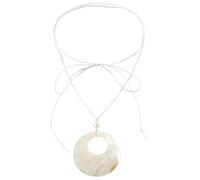 Msioytog Übertriebene hohle Kreis Herz Muschel Anhänger Choker Halskette für Damen, elegant, gewachster Faden, verstellbare Schleife, Ozean Halskette, Muscheln, verstellbare Muscheln