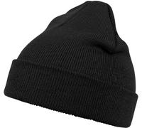 MSTRDS Unisex Strickmütze Basic Flap Beanie - einfarbige, neutrale Wintermütze für Damen und Herren ohne Druck und Stick, ohne Logo - Farbe black, Größe one size