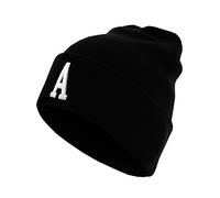 MSTRDS Beanie Letter Cuff Knit Beanie Black