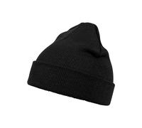MSTRDS Unisex Strickmütze Basic Flap Beanie - einfarbige, neutrale Wintermütze für Damen und Herren ohne Druck und Stick, ohne Logo - Farbe black, Größe one size