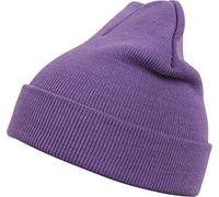 MSTRDS Unisex Strickmütze Basic Flap Beanie - einfarbige, neutrale Wintermütze für Damen und Herren ohne Druck und Stick, ohne Logo - Farbe purple, Größe one size