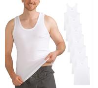 MT 6er Pack Herren Unterhemd DOPPELRIPP Classic Tank Top Weiss Größe L
