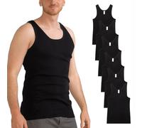 MT 6er Pack Herren Unterhemd FEINRIPP Classic Tank Top Schwarz Größe 6XL