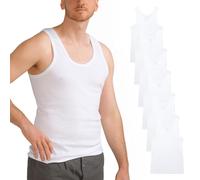 MT 6er Pack Herren Unterhemd FEINRIPP Classic Tank Top Weiss Größe L