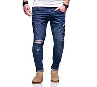 MT Styles Herren Jeans Slim Fit Hose JN-3713 [Blau, W31/L32]