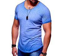MT Styles Herren Oversize T-Shirt V-Neck Raglan Longline MT-7116 [Blau,
