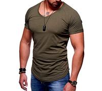 MT Styles Herren Oversize T-Shirt V-Neck Raglan Longline MT-7116 [Khaki,