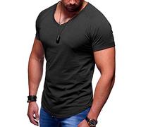 MT Styles Herren Oversize T-Shirt V-Neck Raglan Longline MT-7116 [Schwarz,