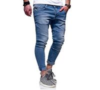 MT Styles Herren Slim Fit Jeans Hose JN-3831 [Blau, W34/L32]