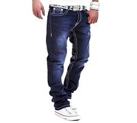 MT Styles Jeans Straight-Fit Hose RJ-133 [Dunkelblau, W32/L32]