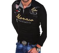 Poloshirt BEHYPE "MONACO", Herren, Gr. XL, schwarz, 100% Baumwolle, bedruckt, bestickt, unifarben, Shirts, mit trendigen Stickereien (72035960-XL) schwarz