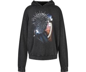 MT Upscale Sweatshirt Thorned Mask Oversize Hoody Black Acid Washed-L