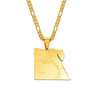 MTCDBD Ägypten Karte Halskette Kleidung Dekoration, Ägypter Karte Anhänger Ethnische Kleidung Accessoires Elegante Schlüsselbeinkette, Patriotisches Anhänger Geschenk, Gold, 60 cm Kette