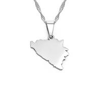 MTCDBD Bosnien Und Herzegowina Karte Halskette Ethnische Dekoration, Elegante Schlüsselbeinkette, Patriotisches Anhänger Geschenk, Silber
