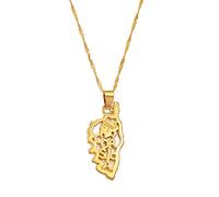MTCDBD Insel Korsika Karte Halskette Ethnische Dekoration, Korsika Karte Anhänger Ethnische Kleidung Accessoires Elegante Schlüsselbeinkette, Patriotischer Anhänger Geschenk, Gold, 60 cm Kette