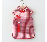 MTCDBD Kinder-Cheongsam/Blumenmuster, Atmungsaktiv, Lockerer Gitterschlitz/Süße Mode, Sommer, Chinesischer Stil, Traditionelles Cheongsam, Kinder-Cheongsam, Geburtstagskleid, Cheongsam, Rot, 9,12 M