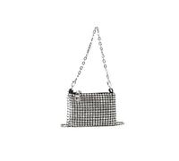 MTKSFDC Clutch Mini-Strass-Quadrat-Tasche, Metall-Doppelketten-Umhängetasche, glitzernde Party-Tasche, Diamant-Geldbörse(Black)