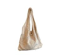 MTKSFDC Häkeltasche Ausgehöhlte Strick-Schultertaschen mit großer Kapazität, Perle, einzigartiges Design, Anmut, Sinn for Luxus, Handtaschen for Frauen, lässige Tragetasche(White)