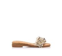 MTNG Flache Damensandalen Maria 50373 für Damen, aus Leder, mit synthetischer Innenseite und runder Spitze, flache Sandalen, lässig, ohne Verschluss, natur, 41 EU