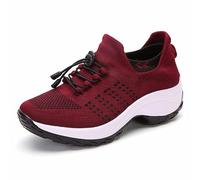 MTSS Damen Therapeutische Diabetiker Schuhe Laufschuhe Hallux Valgus Schuhe Für Geschwollene Füße, Leichtgewichts Atmungsaktiv rutschfest Turnschuhe Arthritis Ödem Orthopädische Schuhe Red-37 EU