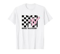 MTV Music Television Retro 80's Pink Neon Checkerboard Logo T-Shirt