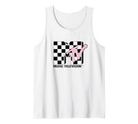 MTV Music Television Retro 80's Pink Neon Checkerboard Logo Tank Top