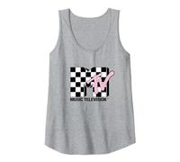 MTV Music Television Retro 80's Pink Neon Checkerboard Logo Tank Top, Damen, Grau Meliert, M