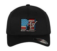 MTV Offizielles Lizenzprodukt American Flag Flexfit Cap (Schwarz), Groß/X-Large