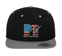 MTV Offizielles Lizenzprodukt American Flag Premium Snapback Cap (Schwarz-Dunkelgrau), Einheitsgröße