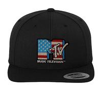 MTV Offizielles Lizenzprodukt American Flag Premium Snapback Cap (Schwarz), Einheitsgröße
