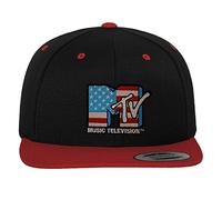 MTV Offizielles Lizenzprodukt American Flag Premium Snapback Cap (Schwarz-Rot), Einheitsgröße