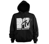 MTV Offizielles Lizenzprodukt Cracked Logo Kapuzenpullover (Schwarz), L